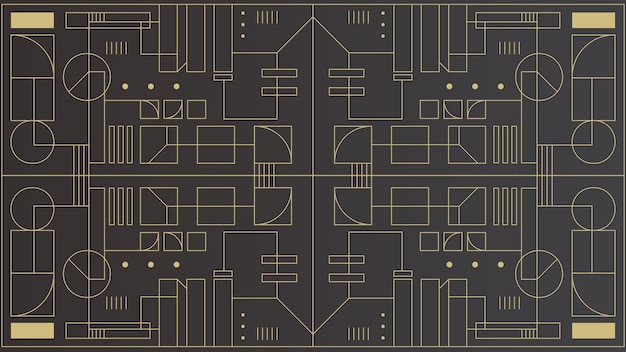 Vector fondo minimalista de papel tapiz de plantilla de patrón de forma geométrica art deco de oro negro moderno de lujo