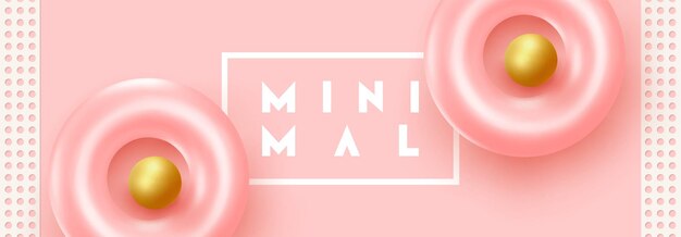 Fondo mínimo abstracto creativo. Composición con objetos 3d realistas. Telón de fondo con formas geométricas. Banner moderno, póster web. Suaves colores rosa pastel y coral. ilustración vectorial