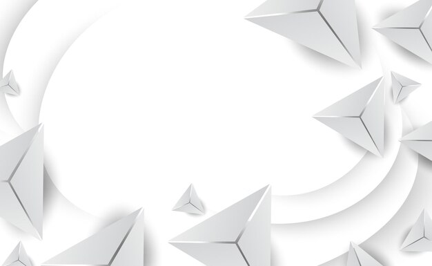 Fondo mínimo de formas de triángulo blanco abstracto 3D. Polígono geométrico para tarjeta de visita y cubrir el texto. Banner simple de curva de forma creativa. Corte de papel gráfico y estilo artesanal. Ilustración de vector