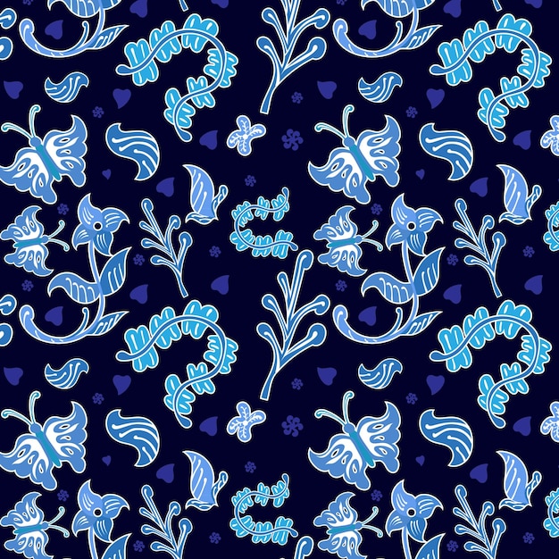 Fondo de moda de patrones sin fisuras florales decorativos batik indonesio