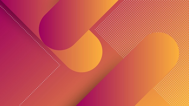 Fondo moderno abstracto con elemento de Memphis y color degradado naranja púrpura