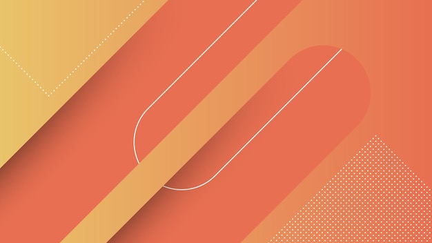 Fondo moderno abstracto con líneas diagonales y elemento de Memphis y color degradado vibrante naranja