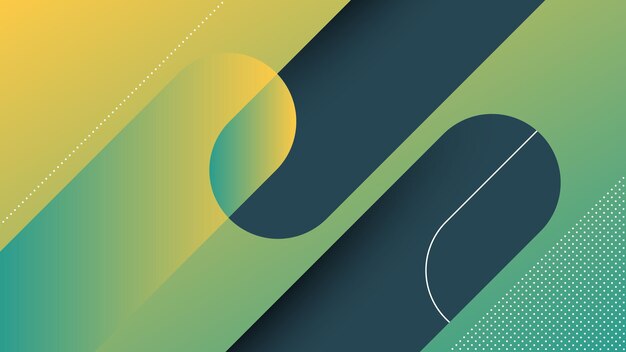 Fondo moderno abstracto con líneas diagonales y elemento de Memphis y color verde degradado vibrante