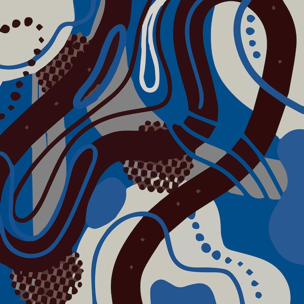 Fondo moderno abstracto con puntos de formas orgánicas abstractas en tonos azules fríos Ilustración vectorial dibujada a mano Diseño para blogs cubre embalaje publicitario