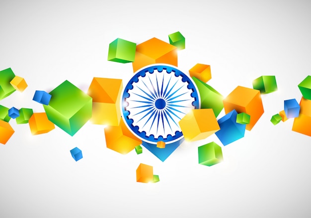 Fondo moderno del día del cubo de la india del cubo 3d