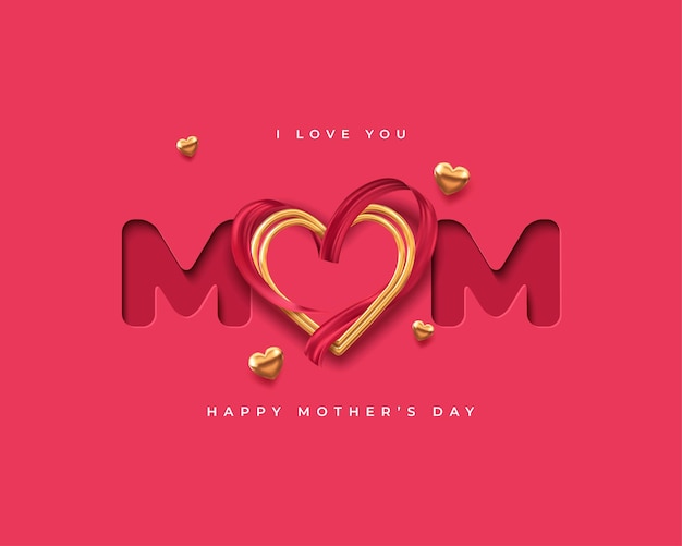 Fondo moderno para el Día de la Madre con elementos de decoración Ilustración vectorial 3D