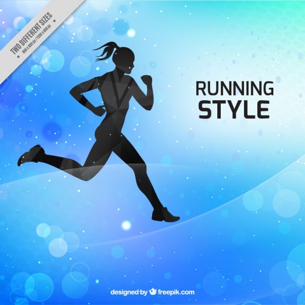 Vector fondo moderno de estilo running con silueta de mujer