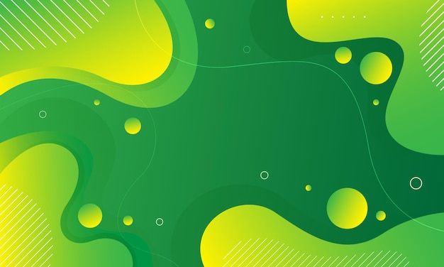 Fondo moderno de forma fluida verde y amarillo abstracto