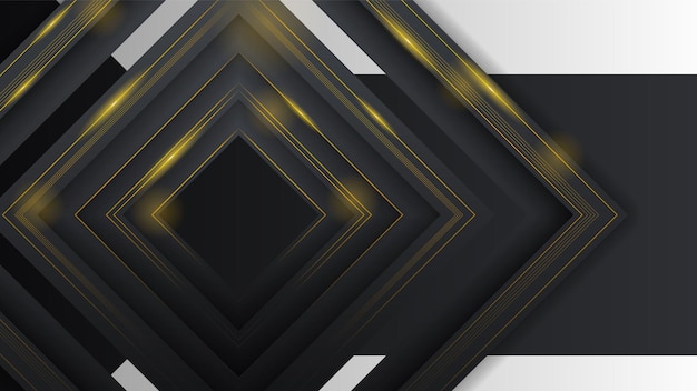 Fondo moderno de material negro oscuro abstracto con líneas doradas Rayas Sombras Fondo de pantalla