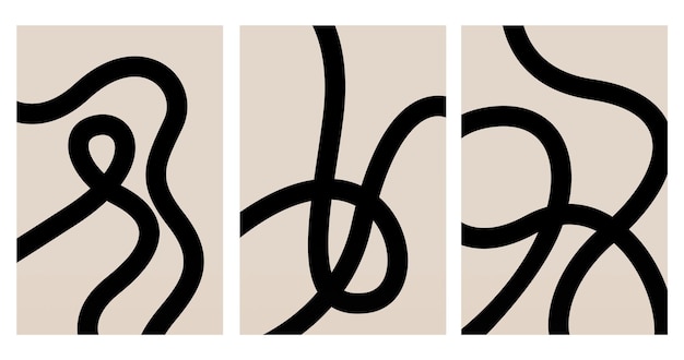 Fondo moderno de mediados de siglo Arte de pared negro beige Cartel Arte de líneas minimalistas