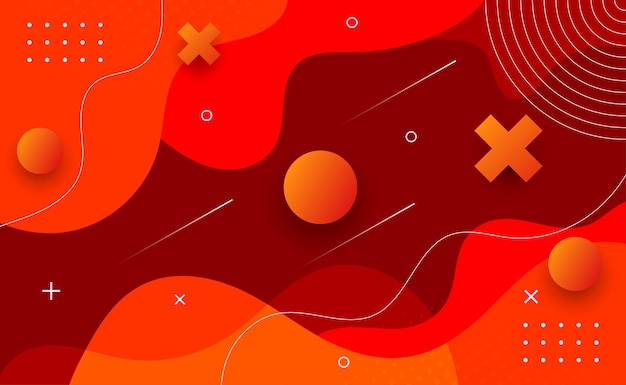 Fondo moderno naranja abstracto con ondas y formas geométricas