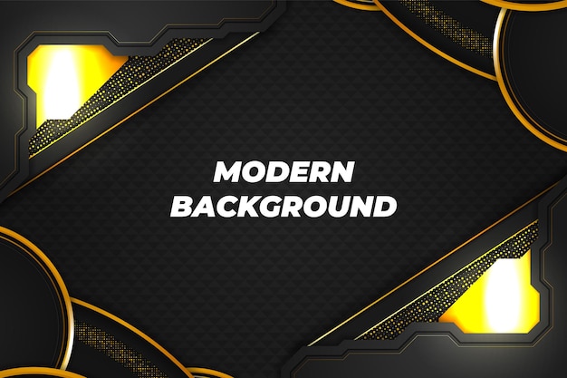 Fondo moderno negro y dorado con elemento.