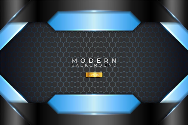 Fondo moderno realista 3D metálico brillante azul claro y negro