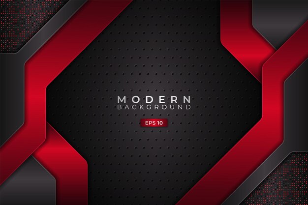 Fondo moderno Tecnología futurista 3D Realista rojo con gris metálico