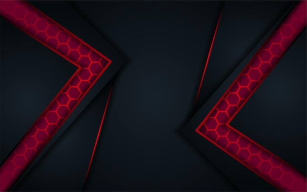 Fondo moderno tecnología futurista Hexagonal resplandor rojo