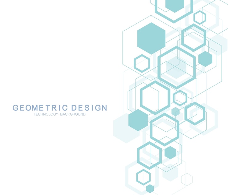 Vector fondo de molécula abstracta geométrica para medicina, ciencia, tecnología, química. concepto científico de la molécula de adn. ilustración hexagonal de vector.