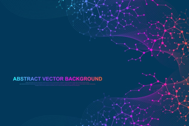 Fondo de molécula científica para medicina, ciencia, tecnología, química. Papel tapiz o pancarta con moléculas de ADN. Vector ilustración dinámica geométrica