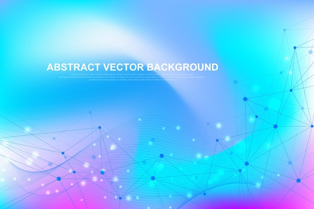 Fondo de molécula científica para medicina, ciencia, tecnología, química. Papel tapiz o pancarta con moléculas de ADN. Vector ilustración dinámica geométrica