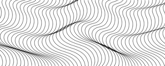 Fondo monocromático de medio tono con puntos fluidos Textura de onda abstracta en negro y blanco