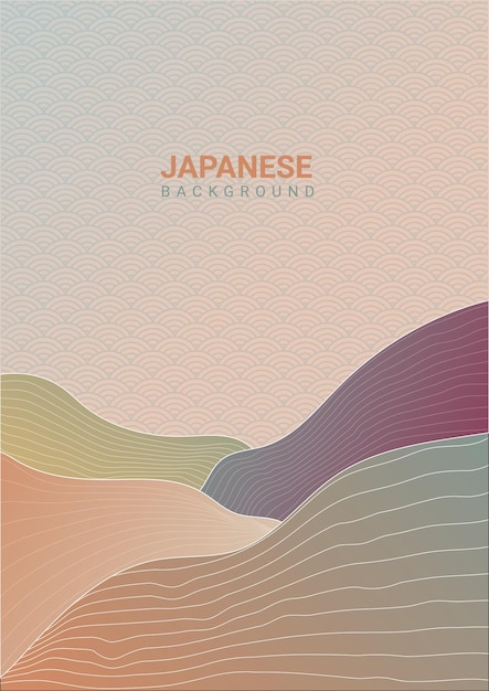 Fondo de montaña japonesa con vector de patrón de onda de línea Plantilla abstracta con patrón geométrico