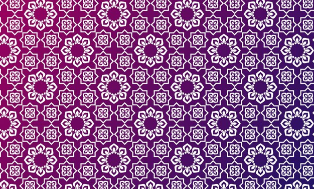 Un fondo morado y blanco con un patrón de flores y hojas blancas.