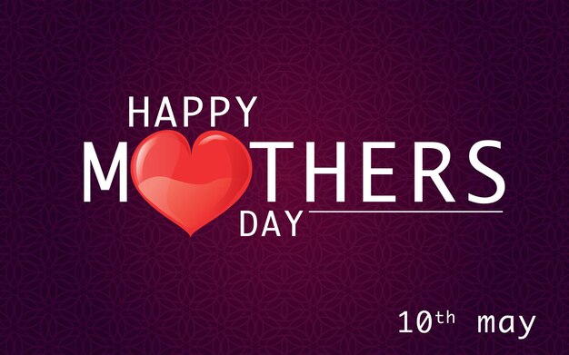 Un fondo morado con un corazón rojo y las palabras feliz día de la madre.