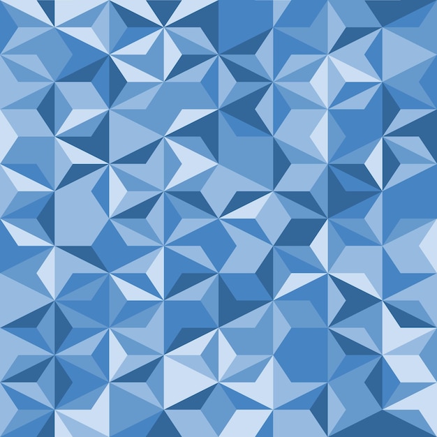 Fondo de mosaico azul. patrones geométricos sin fisuras. estrellas hechas de triángulos. textura cristalina. ilustración de vector eps10.