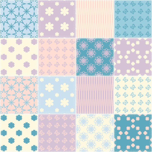 Fondo de mosaico con diferentes patrones