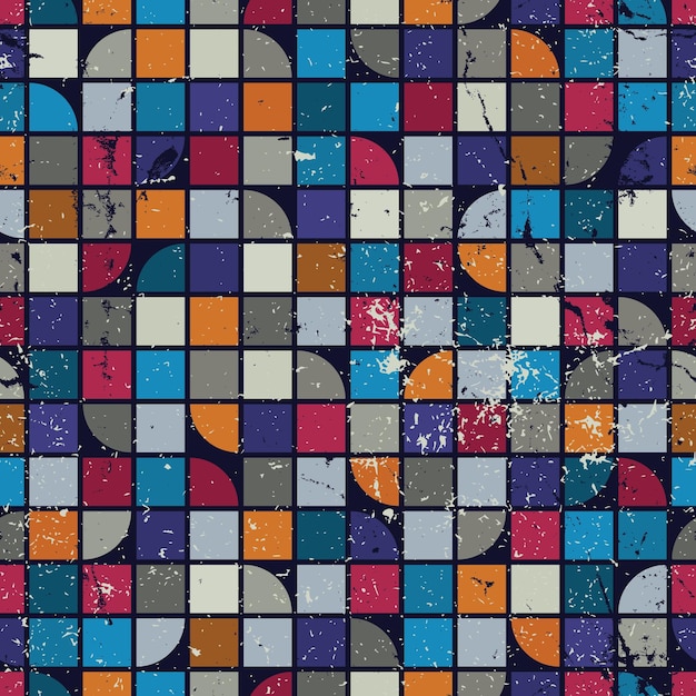 Vector fondo de mosaico envejecido sin costuras patrón sin costuras vintage con textura grunge contiene texturas envejecidas desordenadas sin costuras que se pueden usar por separado