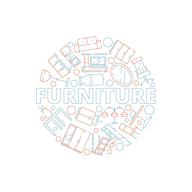 Fondo de muebles Herramientas interiores en forma de círculo sofá silla mesa cama hogar