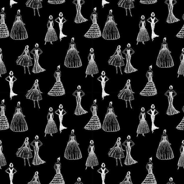 Fondo de mujeres en vestidos de noche.