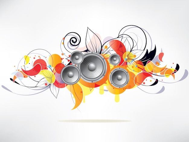 Fondo de música abstracta con elementos florales y remolinos