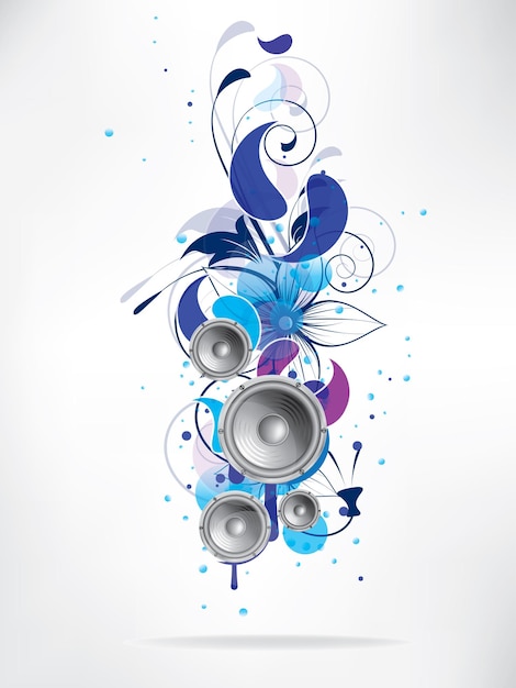 Fondo de música abstracta con elementos florales y remolinos