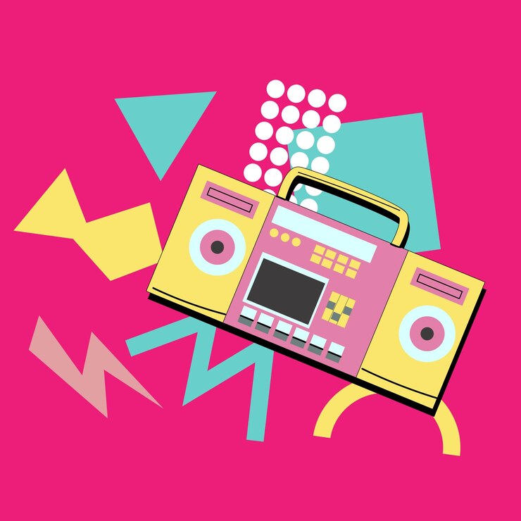 Vector fondo de música de los años 90 estandarte de discoteca retro con elementos de los años 2000 o 2000