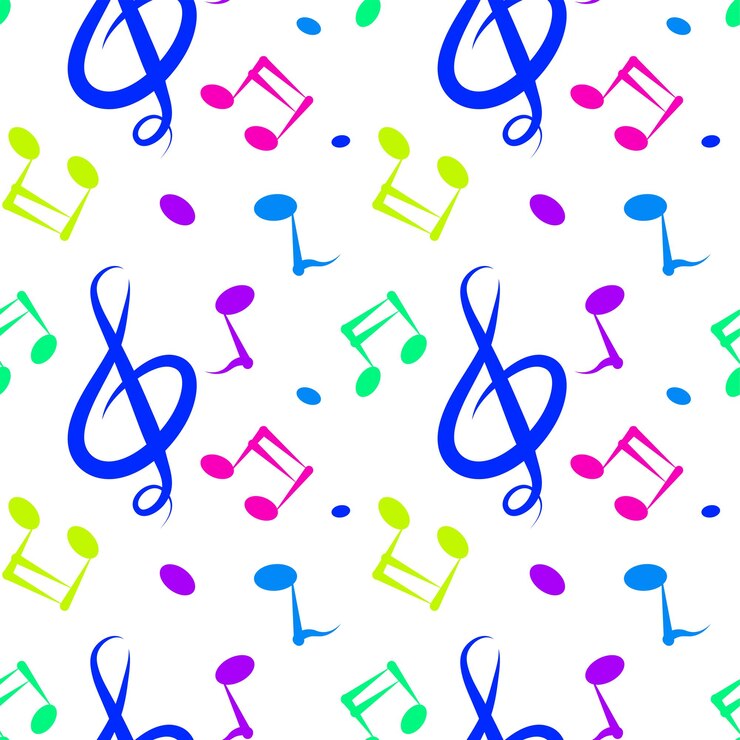 Fondo de música sin costuras con notas coloridas para cuadernos de la escuela suministros y cosas