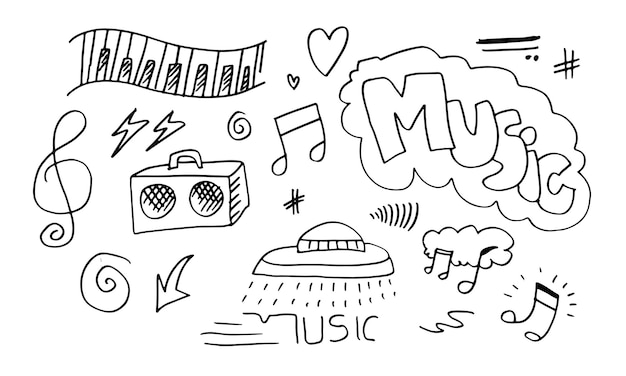 Fondo musical Conjunto musical dibujado a mano Ilustración de ilustraciones de imágenes musicales Concepto de diseño
