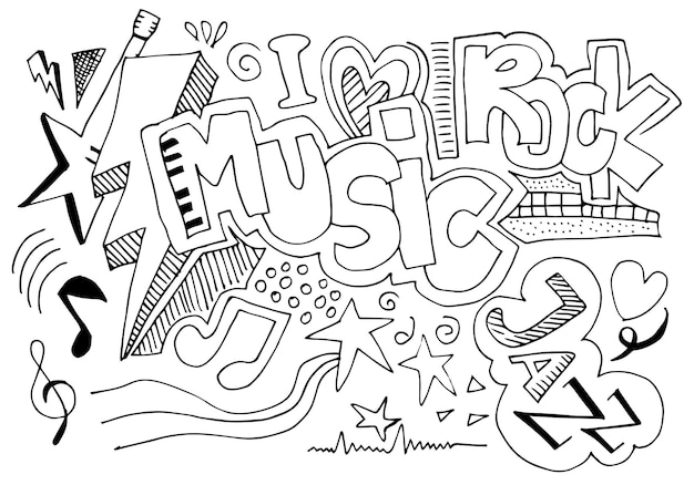 Fondo musical Conjunto musical dibujado a mano Ilustración de ilustraciones de imágenes musicales Concepto de diseño