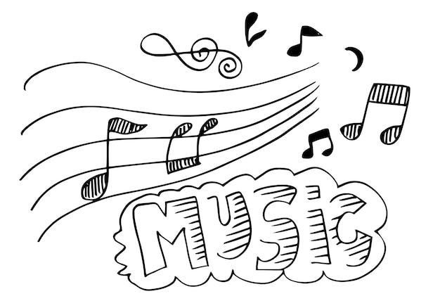 Fondo musical Música dibujada a mano ilustraciones ilustrativas del concepto de diseño de imágenes musicales