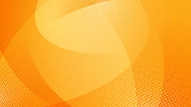 Fondo naranja abstracto con elementos de línea curva y puntos de semitono