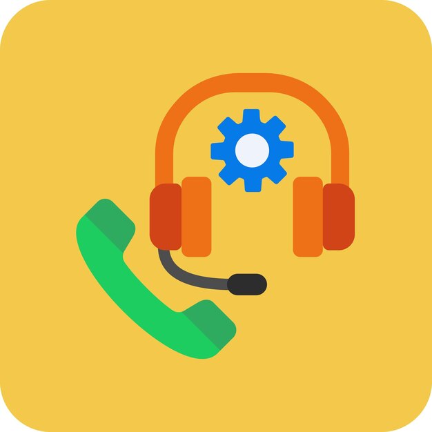 un fondo naranja y amarillo con un teléfono y auriculares