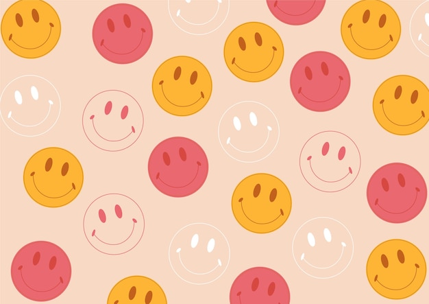 El fondo naranja sin costuras con una combinación de pegatinas sonrientes