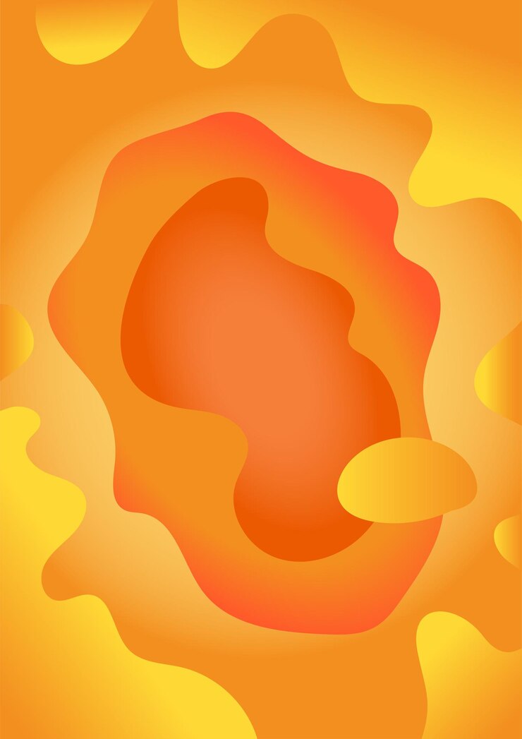 Vector fondo naranja de formas fluidas abstractas. textura jugosa líquida degradada. diseño de banner vertical