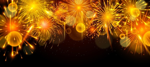 Fondo naranja de fuegos artificiales