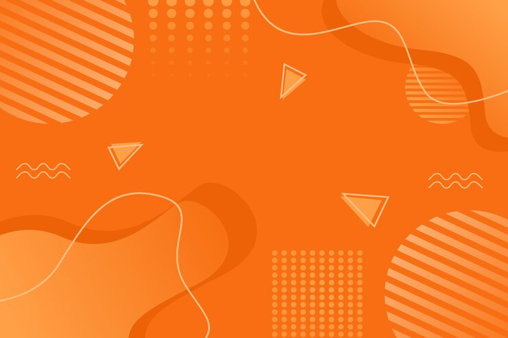 Fondo naranja de memphis con semitonos y elementos de línea