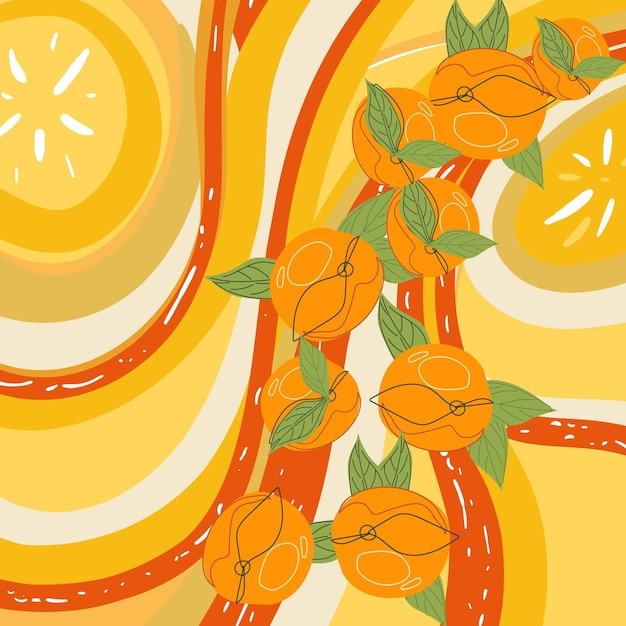 Vector fondo de naranjas. diseño de banner de estilo dinámico a partir del concepto de fruta.