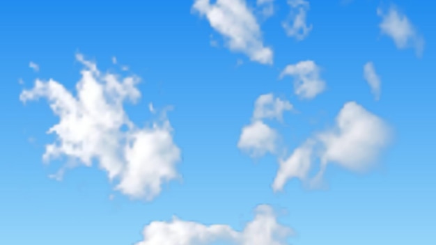 Vector fondo natural con nubes en el cielo azul nube realista sobre fondo azul ilustración vectorial