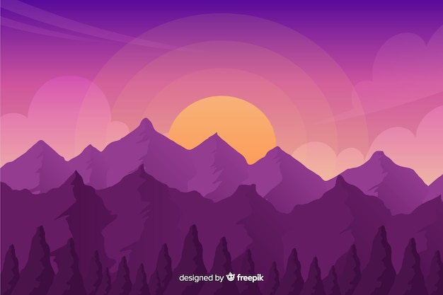 Vector fondo natural con paisaje de montañas