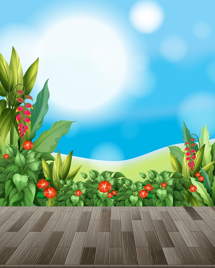 Vector fondo de la naturaleza con campo de flores y hierba verde