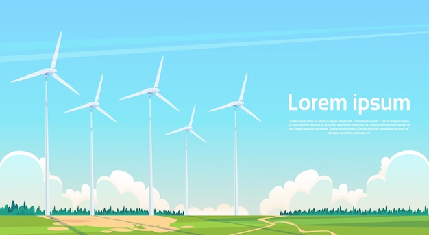 Fondo de naturaleza de estación renovable de energía de turbina de viento