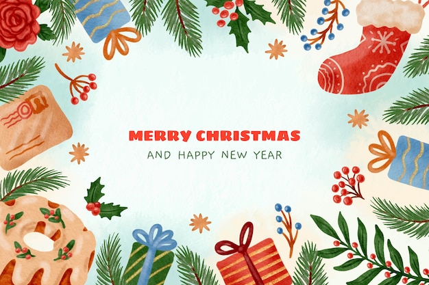 Fondo de Navidad en acuarela